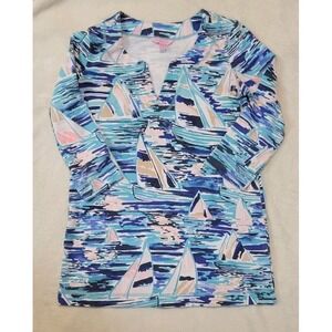 LILLY PULITZER PIER PRESSURE PRINT JUSTINA TUNIC PULLOVER WOMENS SZ XS